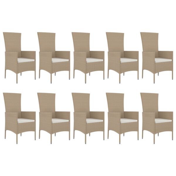 vidaXL Ensemble &agrave; manger de jardin et coussins 11 pcs beige poly rotin