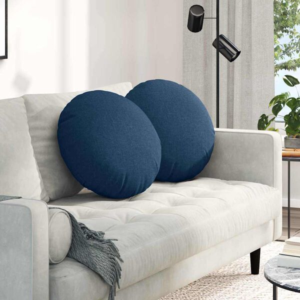 vidaXL Coussins de si&egrave;ge 2 pcs Bleu &Oslash;50 x 19 cm tissu