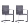 vidaXL Chaises &agrave; manger cantilever lot de 2 gris fonc&eacute; similicuir