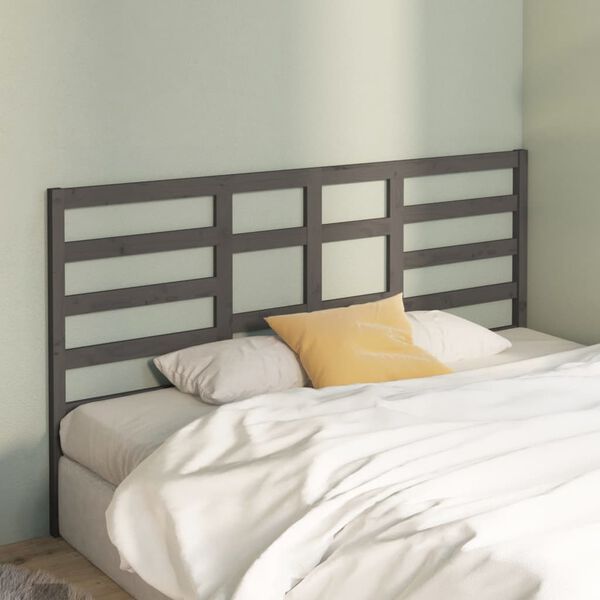 vidaXL T&ecirc;te de lit Gris 186x4x104 cm Bois massif de pin