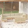 vidaXL Salon de jardin 9 pcs avec coussins cr&egrave;me bois de pin massif