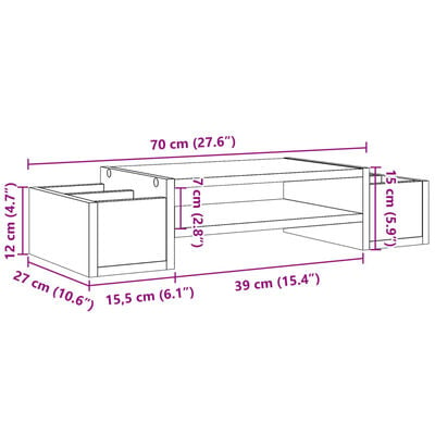 vidaXL Support de moniteur et rangement chêne marron bois d'ingénierie