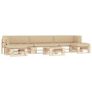 vidaXL Salon de jardin palette 6pcs avec coussins Bois de pin impr&eacute;gn&eacute;