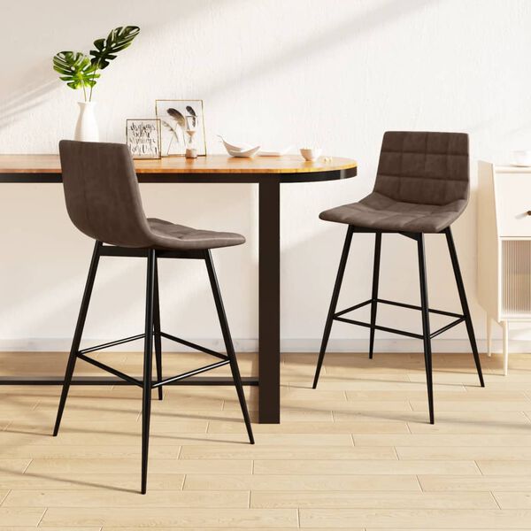 vidaXL Tabourets de bar lot de 2 marron fonc&eacute; similicuir