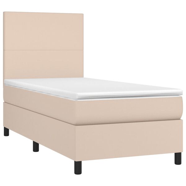 vidaXL Sommier &agrave; lattes de lit avec matelas et LED Cappuccino 90x200cm