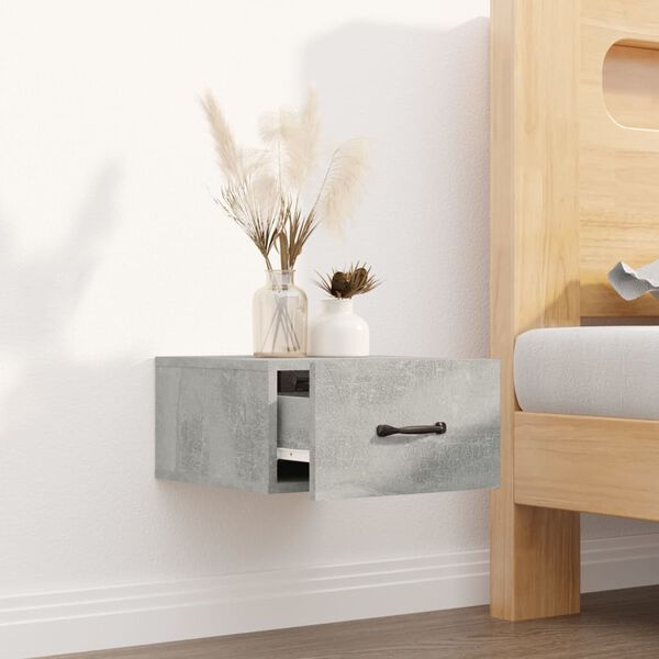 vidaXL Table de chevet murale Gris béton 35x35x20 cm