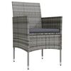 vidaXL Ensemble &agrave; manger de jardin et coussins 3 pcs Gris et noir