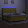 vidaXL Sommier &agrave; lattes de lit matelas et LED Vert 180x200 cm Tissu