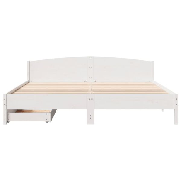 vidaXL Cadre de lit sans matelas blanc 200x200 cm bois massif de pin