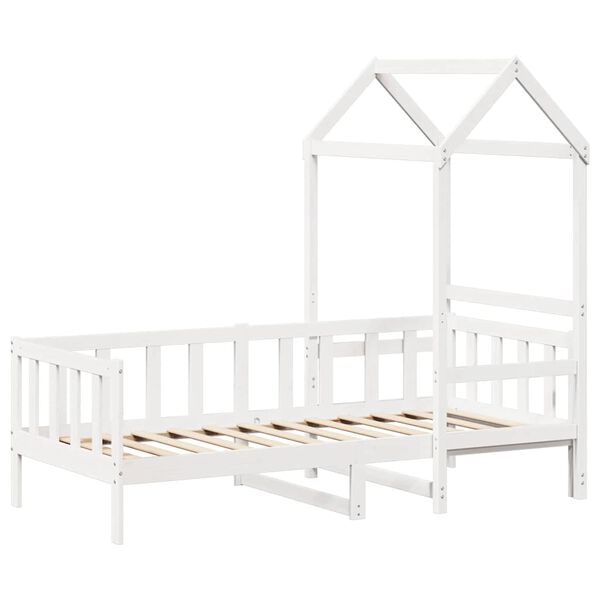 vidaXL Lit de jour avec toit sans matelas blanc 80x200 cm bois massif