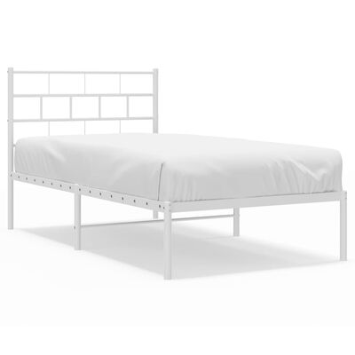 vidaXL Cadre de lit métal sans matelas avec tête de lit blanc 90x200cm