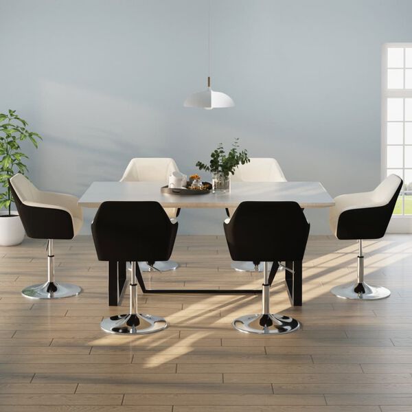 vidaXL Chaises &agrave; manger lot de 6 blanc et noir similicuir