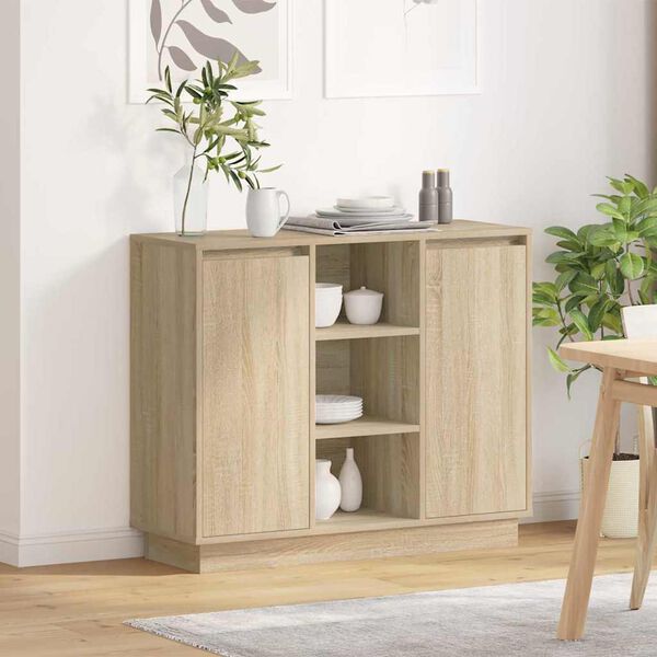 vidaXL Buffet LED Ch&ecirc;ne Sonoma 90 x 32 x 75 cm Bois d'ing&eacute;nierie