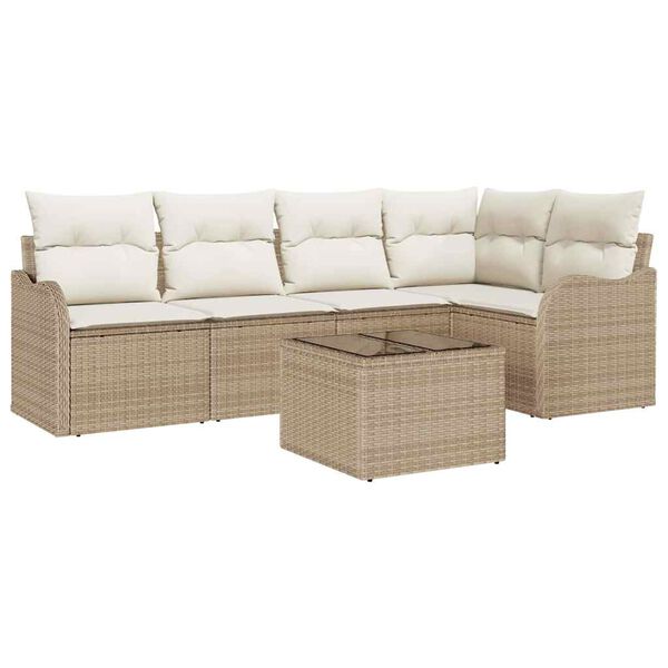 vidaXL Ensemble de canap&eacute; de jardin 6 pcs Beige Poly rotin