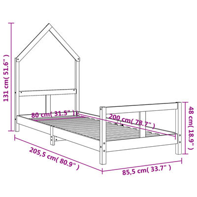 vidaXL Cadre de lit pour enfants 80x200 cm bois de pin massif