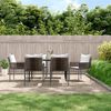 vidaXL Ensemble &agrave; manger de jardin 7 pcs coussins r&eacute;sine tress&eacute;e acier