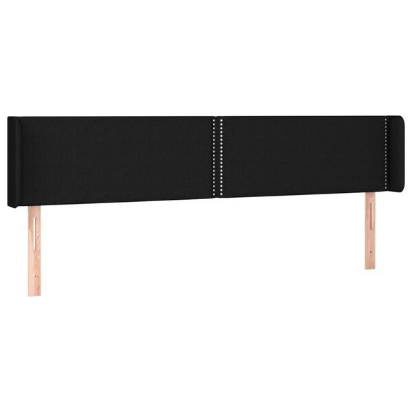 vidaXL T&ecirc;te de lit avec oreilles Noir 203x16x78/88 cm Tissu
