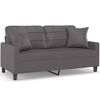 vidaXL Canap&eacute; 2 places avec oreillers d&eacute;coratifs gris 140cm similicuir