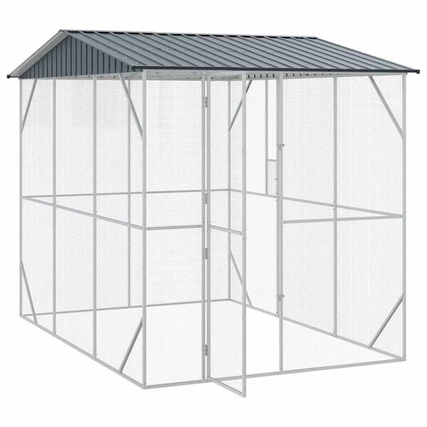 vidaXL Cage pour oiseaux Anthracite 227 x 310 x 247 cm Acier galvanis&eacute;