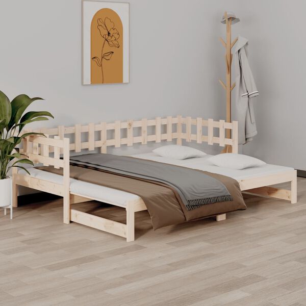 vidaXL Lit coulissant sans matelas 2x(90x200) cm Bois de pin massif