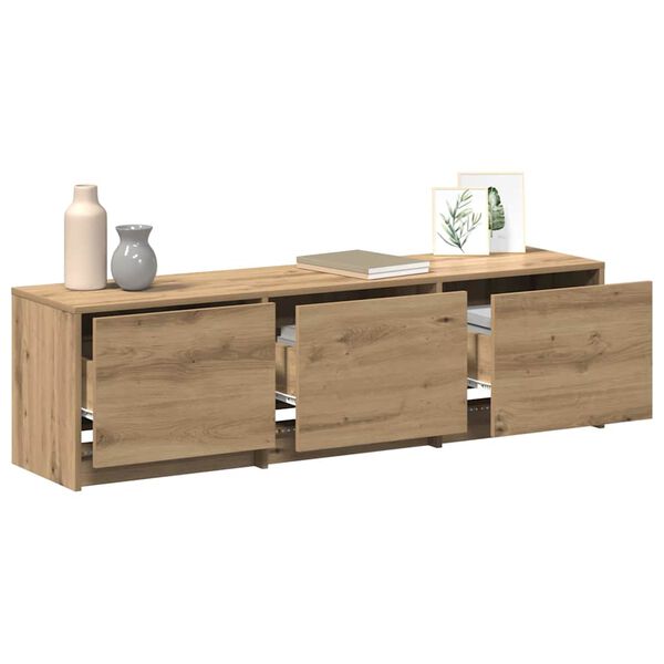 vidaXL Armoire TV avec LEDs avec tiroir Ch&ecirc;ne artisan 140 x 34 x 40 cm