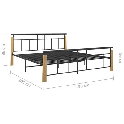 vidaXL Cadre de lit sans matelas métal bois de chêne massif 180x200 cm