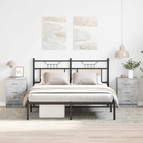 vidaXL Tables de chevet 2 pcs Gris béton 38x35x56 cm Bois d'ingénierie