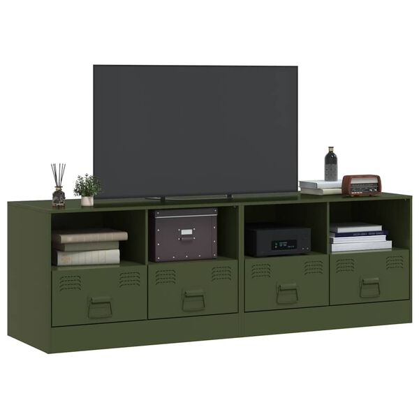 vidaXL Meubles TV 2 pcs vert olive 67x39x44 cm acier