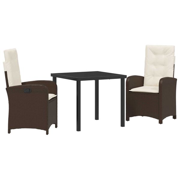 vidaXL Ensemble de salle &agrave; manger pour jardin 3 pcs Marron polyrotin