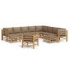 vidaXL Salon de jardin 12 pcs avec coussins taupe bambou