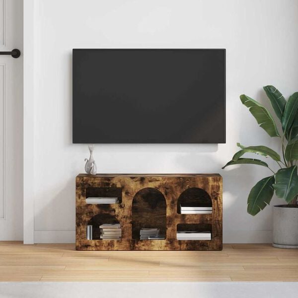 vidaXL Meuble TV Ch&ecirc;ne fum&eacute; 80 x 35 x 40 cm Bois d'ing&eacute;nierie