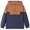 Sweat &agrave; capuche enfants demi-fermeture &eacute;clair anthracite et cognac 116