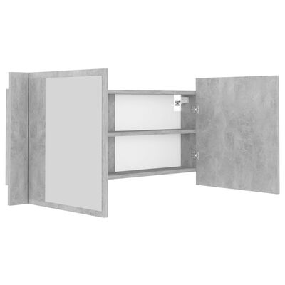 vidaXL Armoire de salle de bain à miroir LED Gris béton Acrylique