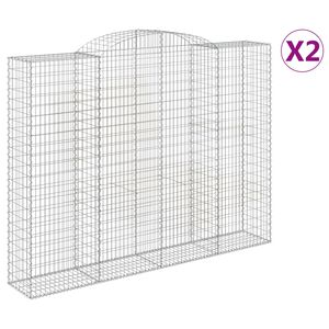 vidaXL Paniers &agrave; gabions arqu&eacute;s 2 pcs 300x50x220/240 cm fer galvanis&eacute;