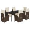 vidaXL Ensemble &agrave; manger de jardin et coussins 7 pcs marron rotin
