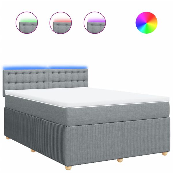 vidaXL Sommier &agrave; lattes de lit avec matelas Gris clair 140x190cm Tissu