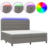 vidaXL Sommier &agrave; lattes de lit et matelas et LED Gris fonc&eacute; 200x200 cm