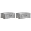 vidaXL Cabinet de chevet mural 2 pc Gris b&eacute;ton 49 x 34,5 x 20 cm