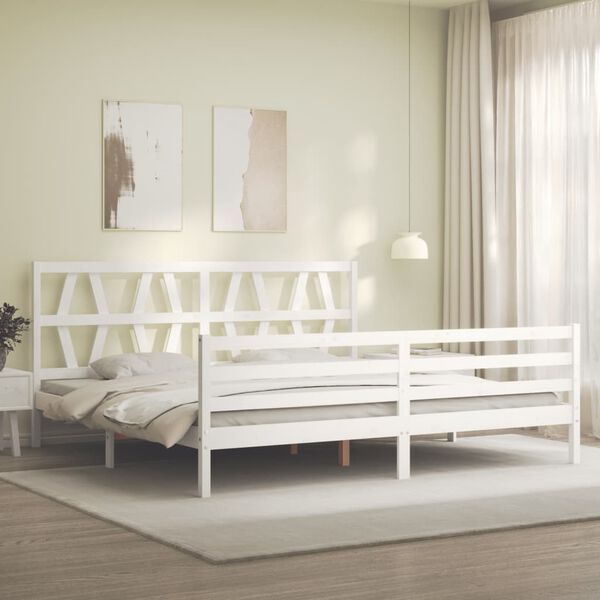 vidaXL Cadre de lit sans matelas blanc 200x200 cm bois massif