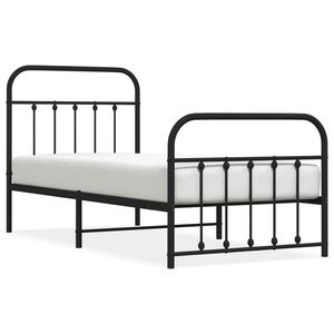 vidaXL Cadre de lit m&eacute;tal sans matelas avec pied de lit noir 90x190 cm