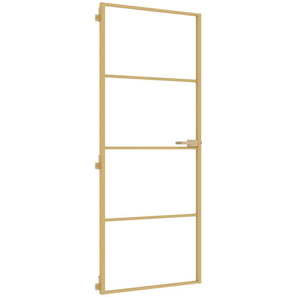 vidaXL Porte int&eacute;rieure mince dor&eacute; 83x201,5 cm verre tremp&eacute; aluminium