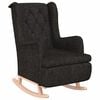 vidaXL Fauteuil avec pieds &agrave; bascule en bois d'h&eacute;v&eacute;a Noir Tissu