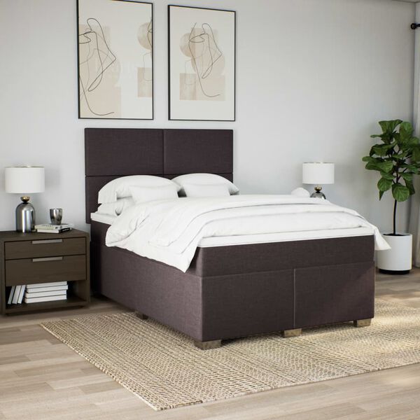 vidaXL Sommier &agrave; lattes de lit avec matelas Marron fonc&eacute; 140x190 cm