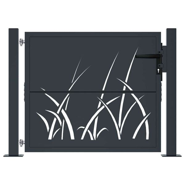 vidaXL Portail de jardin Anthracite 100x75 cm Acier Design Herbe