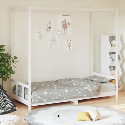 vidaXL Cadre de lit pour enfants blanc 90x200 cm bois de pin massif