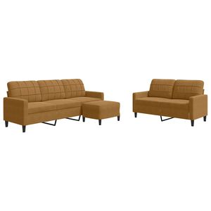 vidaXL Ensemble de canap&eacute;s 3 pcs avec coussins Marron Velours