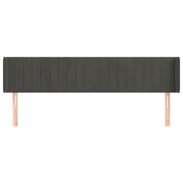 vidaXL T&ecirc;te de lit avec oreilles Gris fonc&eacute; 183x16x78/88 cm Velours