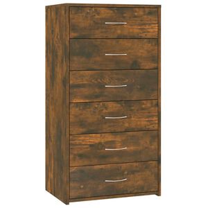 vidaXL Buffet avec 6 tiroirs Ch&ecirc;ne fum&eacute; 50x34x96 cm Bois d'ing&eacute;nierie