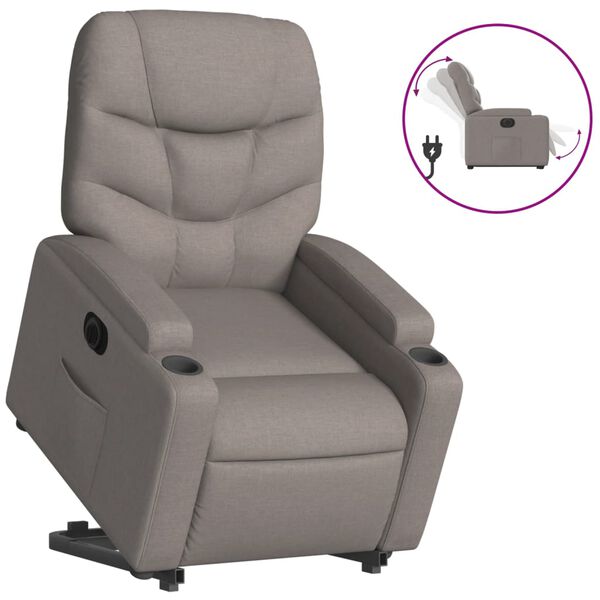 vidaXL Fauteuil inclinable &eacute;lectrique taupe tissu
