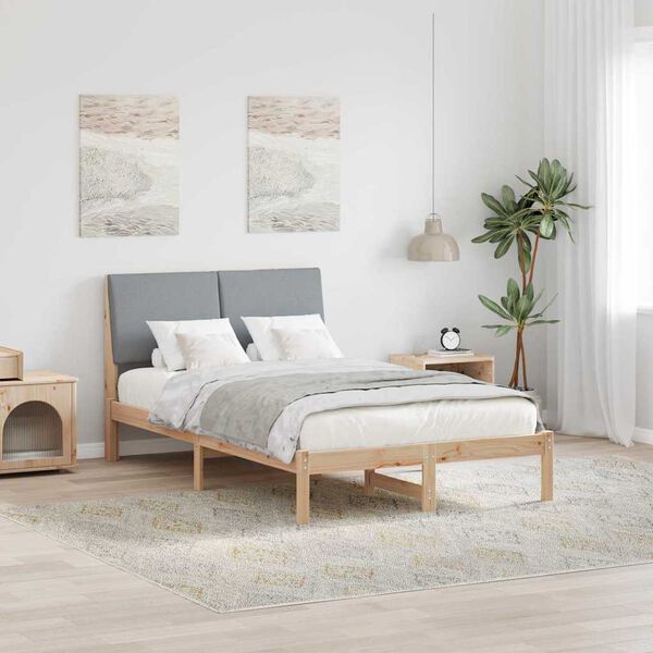 vidaXL Cadre de lit avec t&ecirc;te de lit Marron et gris clair 120 x 190 cm